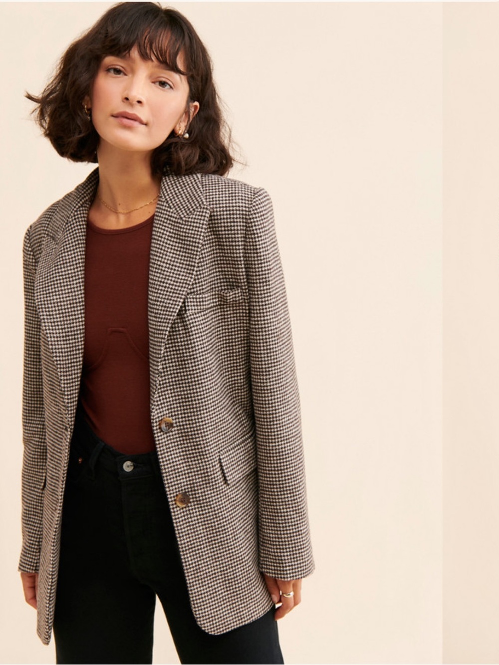 ASTR the label Pauline Houndstooth Blazer